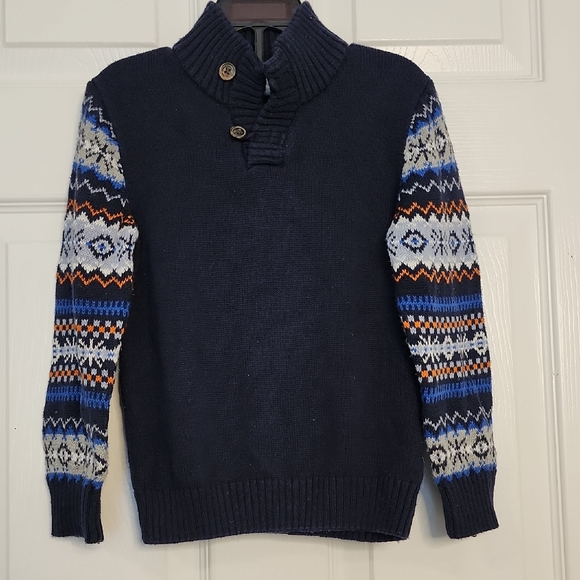 Gymboree Other - Gymboree Navy Turtleneck Sweater with Patterned Sleeves